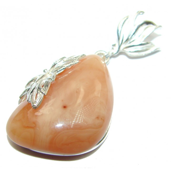 Very Rare Natural Pink Baltic Amber .925 Sterling Silver handmade Pendant