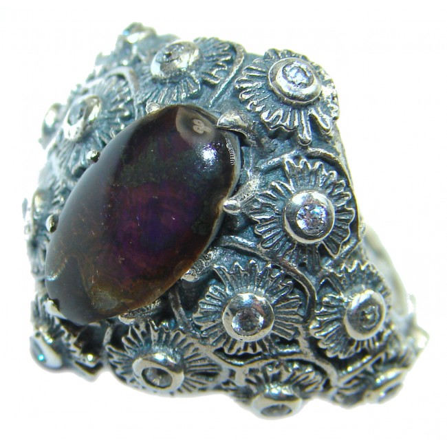 Pure Energy Genuine Canadian Ammolite .925 Sterling Silver handmade ring size 6 1/4