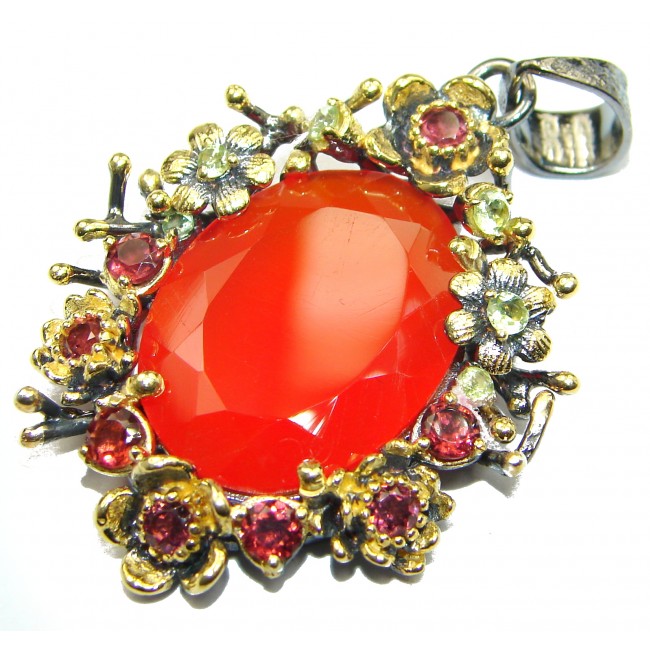 Beautiful authentic AAA Carnelian Gold over .925 Sterling Silver handmade Pendant