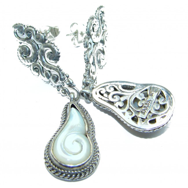 Precious genuine Mother of Pearl .925 Sterling Silver handmade earrings