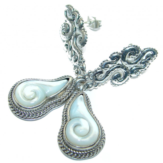 Precious genuine Mother of Pearl .925 Sterling Silver handmade earrings