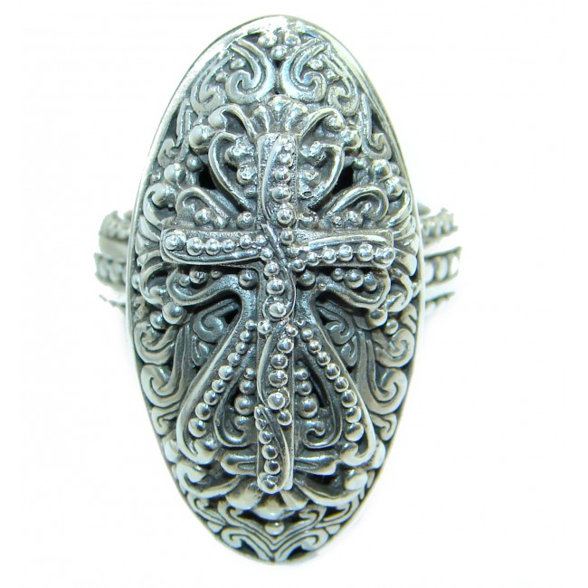 Holy Cross .925 Sterling Silver handcrafted Ring s. 8