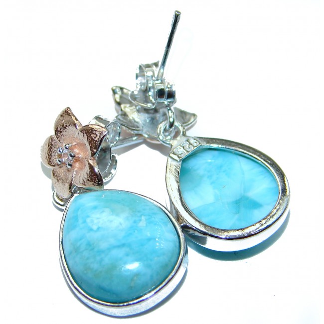 Ocean's Treasure Precious Blue Larimar .925 Sterling Silver handmade earrings