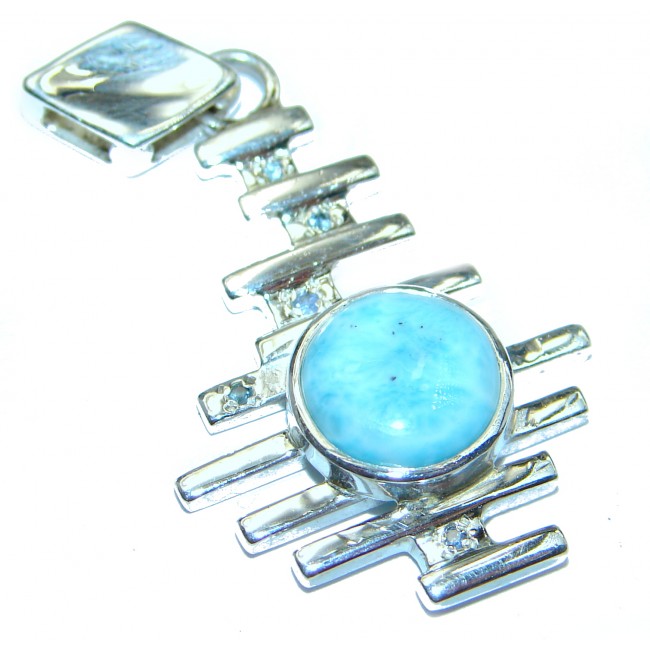 Modern Concept genuine Larimar .925 Sterling Silver handmade pendant