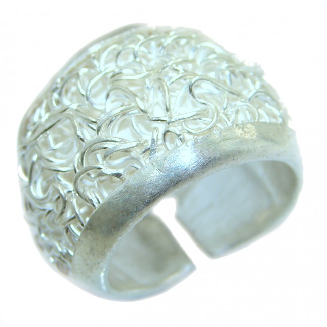 Bold Sterling Silver ring; s. 7 adjustable