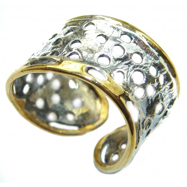 Bold Sterling Silver ring; s. 7 adjustable