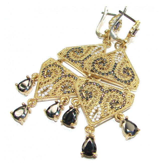Vintage Design Beauty Black Onyx .925 Sterling Silver HANDCRAFTED earrings