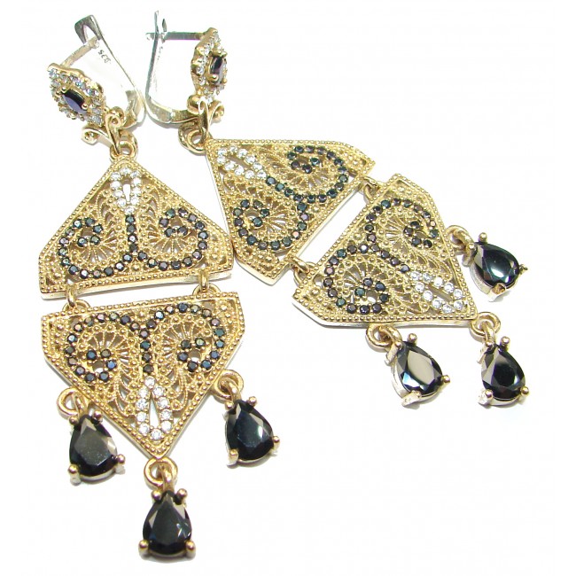 Vintage Design Beauty Black Onyx .925 Sterling Silver HANDCRAFTED earrings