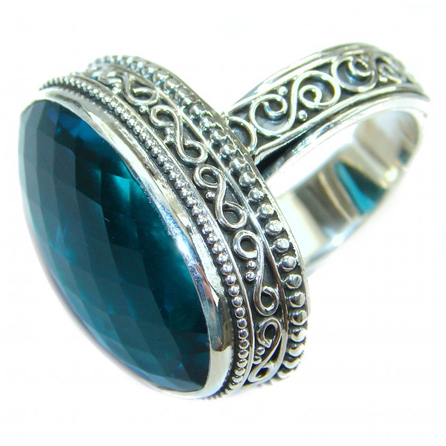 Incredible London Blue Quartz .925 Sterling Silver Ring s. 7