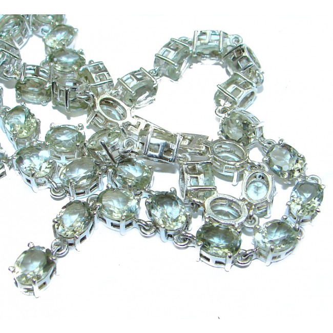 Sublime genuine Green Amethyst .925 Sterling Silver handcrafted necklace