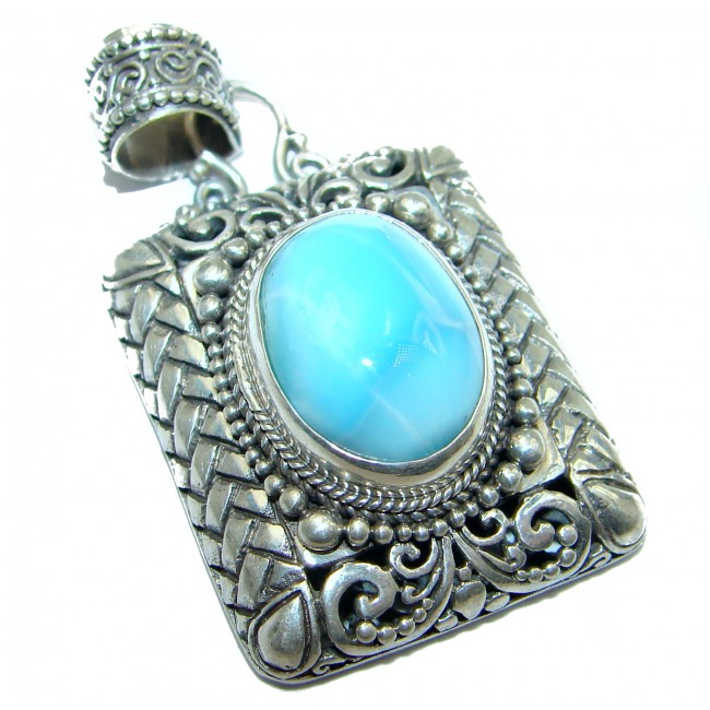 Oriental Beauty Blue Larimar .925 Sterling Silver handmade pendant