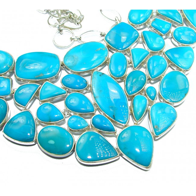 Huge Gallery Masterpiece Blue genuine Sleeping Beauty Turquoise .925 Sterling Silver necklace