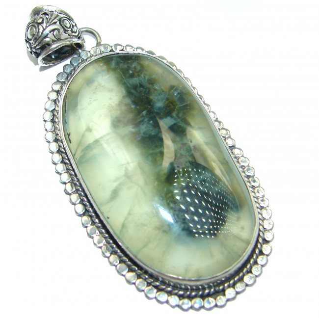 Authentic Moss Prehnite .925 Sterling Silver handmade pendant