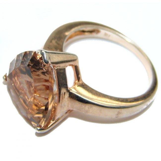 Exceptional Morganite 14K Rose Gold over .925 Sterling Silver handcrafted ring s. 6 1/4