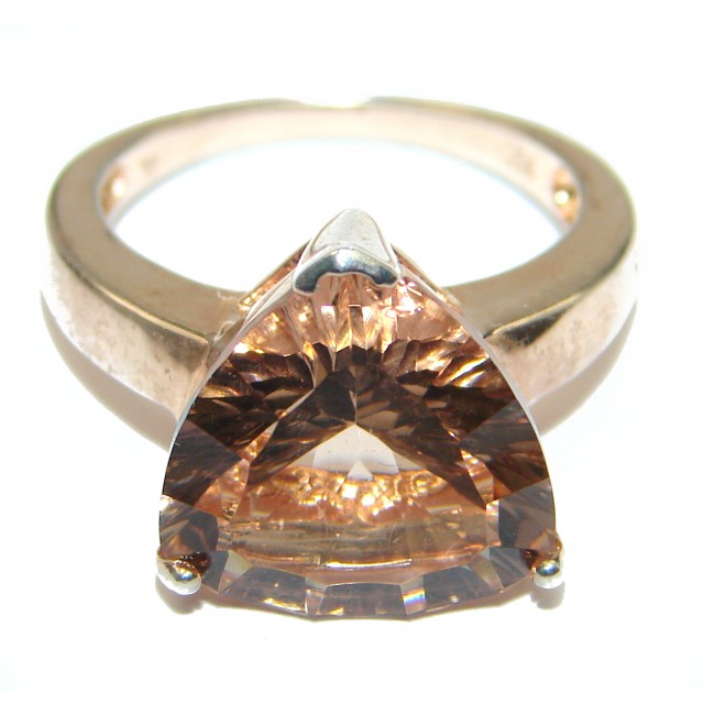 Exceptional Morganite 14K Rose Gold over .925 Sterling Silver handcrafted ring s. 6 1/4