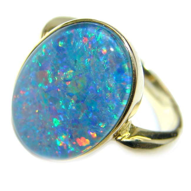 Australian Doublet Opal 14K Gold over .925 Sterling Silver handcrafted ring size 7