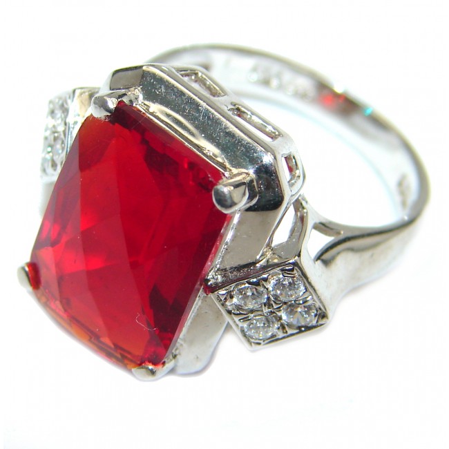 Authentic Red Helenite .925 Sterling Silver ring s. 6