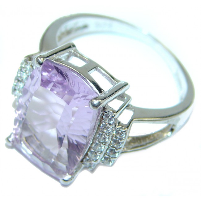 Authentic Pink Amethyst .925 Sterling Silver handmade ring size 8