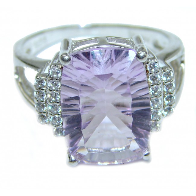 Authentic Pink Amethyst .925 Sterling Silver handmade ring size 8