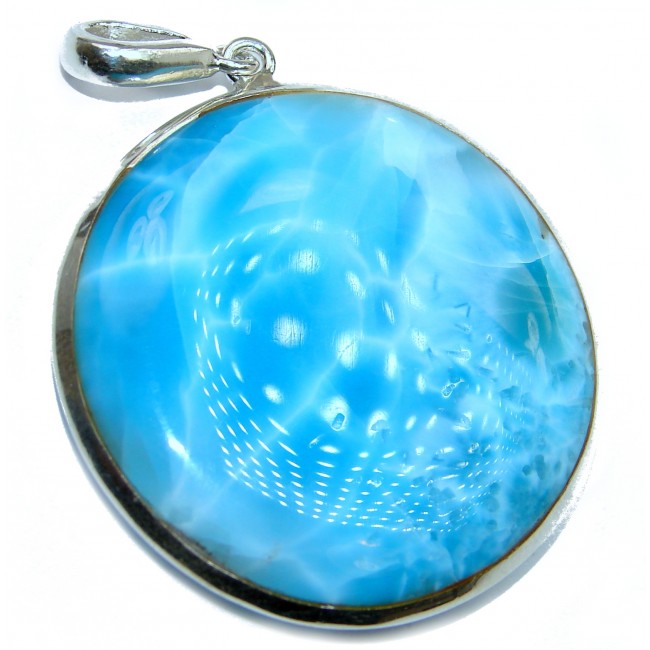 HUGE Blue Moon authentic 150ct Larimar .925 Sterling Silver handmade pendant