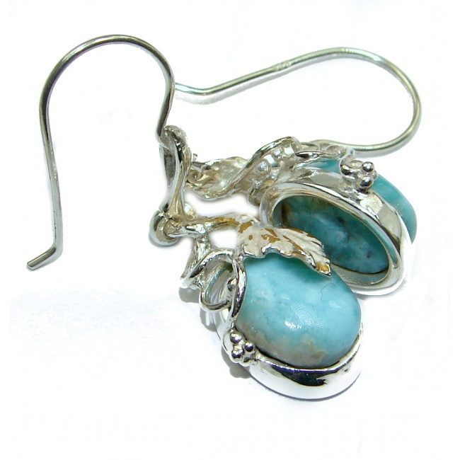 Rustic Design authentic Larimar .925 Sterling Silver handcrafted earrings
