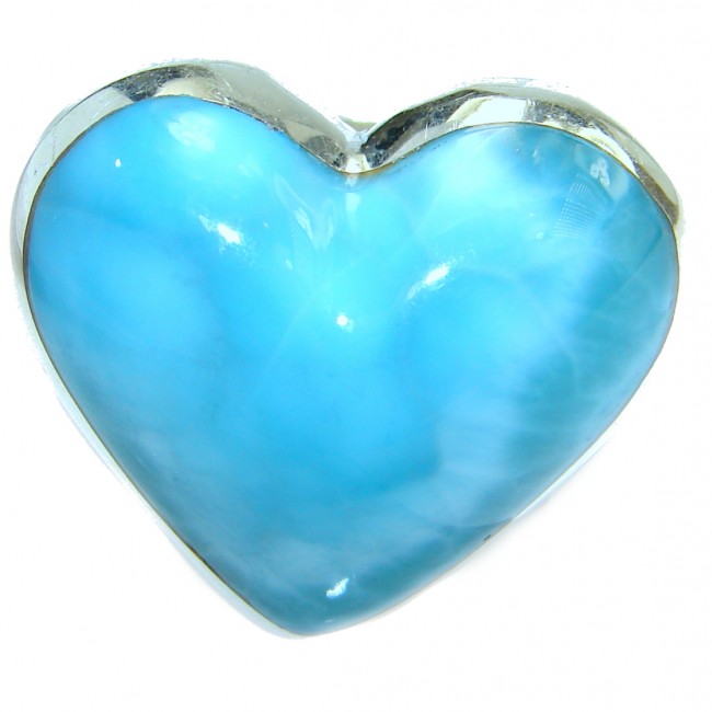 Blue Angel's Heart .925 Sterling Silver handcrafted Ring s. 7 adjustable