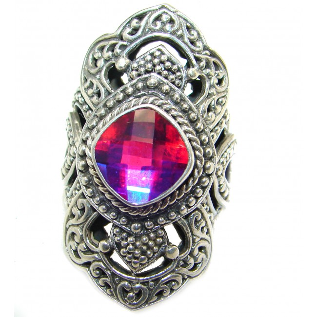 HUGE Top Quality Magic Pink Topaz .925 Sterling Silver handcrafted Ring s. 6