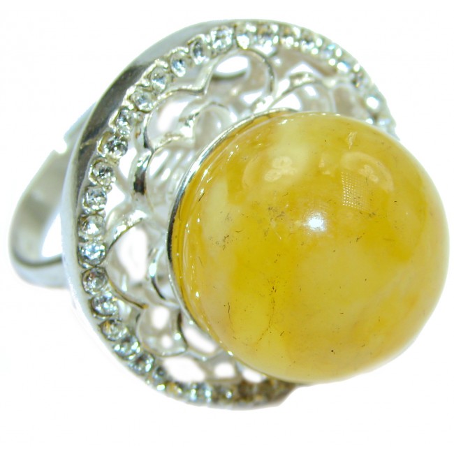 Huge Genuine Butterscotch Baltic Polish Amber .925 Sterling Silver handmade Ring size 8 1/2
