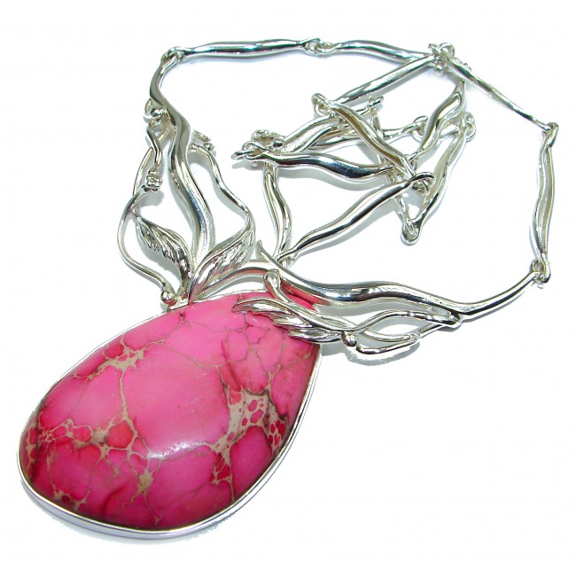 Julietta Pink Sea Sediment Jasper oxidized .925 Sterling Silver handmade necklace