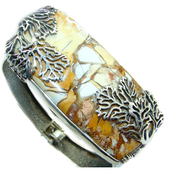 LARGE Genuine Australian Mookaite oxidized .925 Sterling Silver handcrafted Bracelet