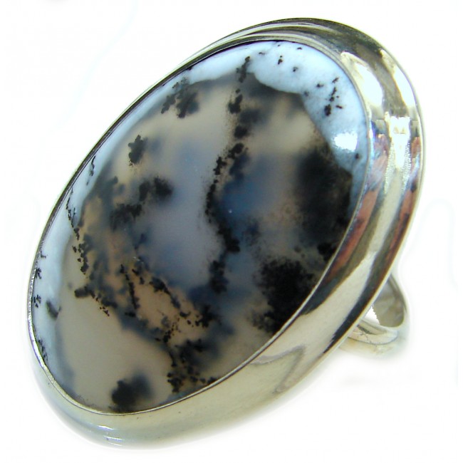Top Quality Dendritic Agate .925 Sterling Silver hancrafted Ring s. 8 adjustable