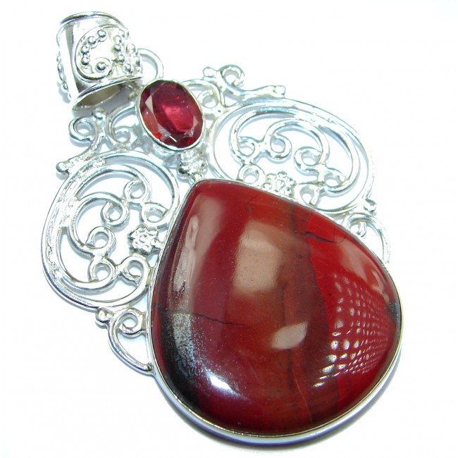 Incredible quality Iron Red Jasper .925 Sterling Silver handmade Pendant