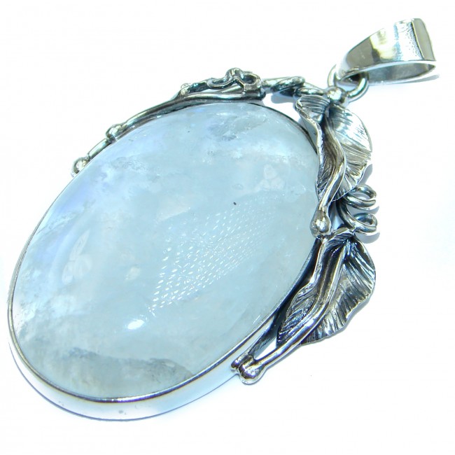 Back to Nature Fire Moonstone .925 Sterling Silver handmade Pendant