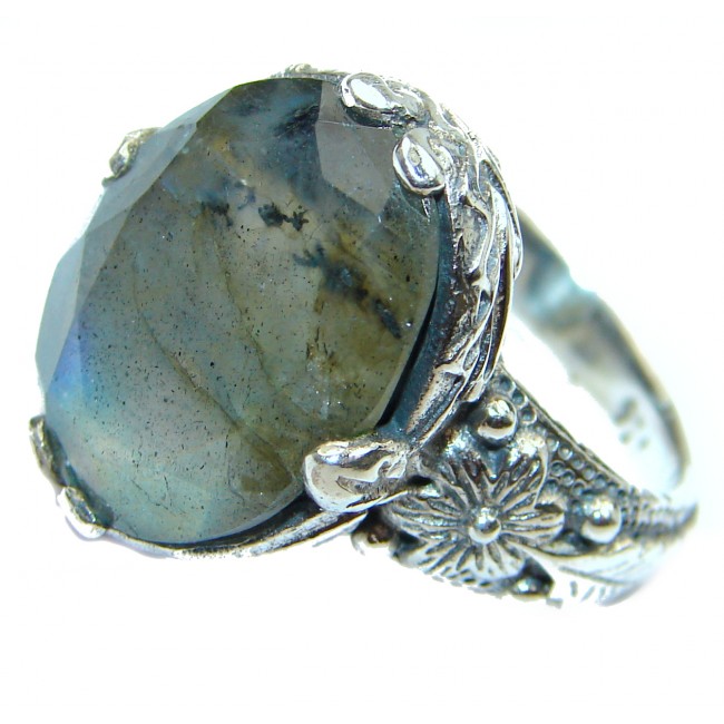 Labradorite .925 Sterling Silver Bali handmade ring size 7 1/4
