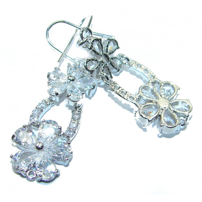 Rich Design white Topaz .925 Sterling Silver handcrafted earrings