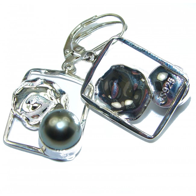 Unique Beauty Fresh Water Pearl Rhodium .925 Sterling Silver Earrings