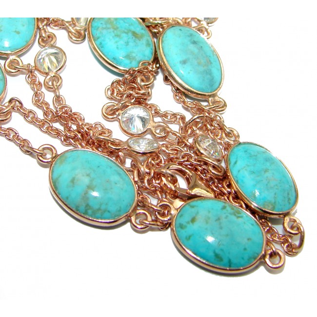 36 inches genuine Sleeping Beauty Turquoise .925 Sterling Silver handmade station Necklace