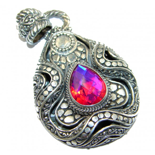 Authentic Volcanic Pink Topaz .925 Sterling Silver handmade pendant