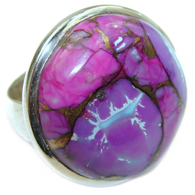 Huge Purple Turquoise .925 Sterling Silver ring; s. 7