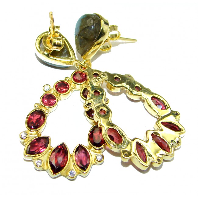 Spectacular Authentic Garnet 14K Gold over .925 Sterling Silver handmade earrings