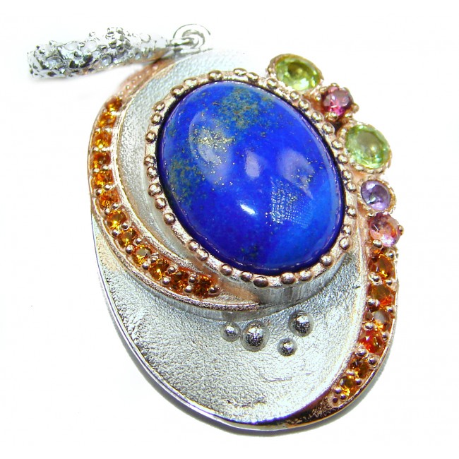 Perfect Natural Lapis Lazuli .925 Sterling Silver handcrafted Pendant