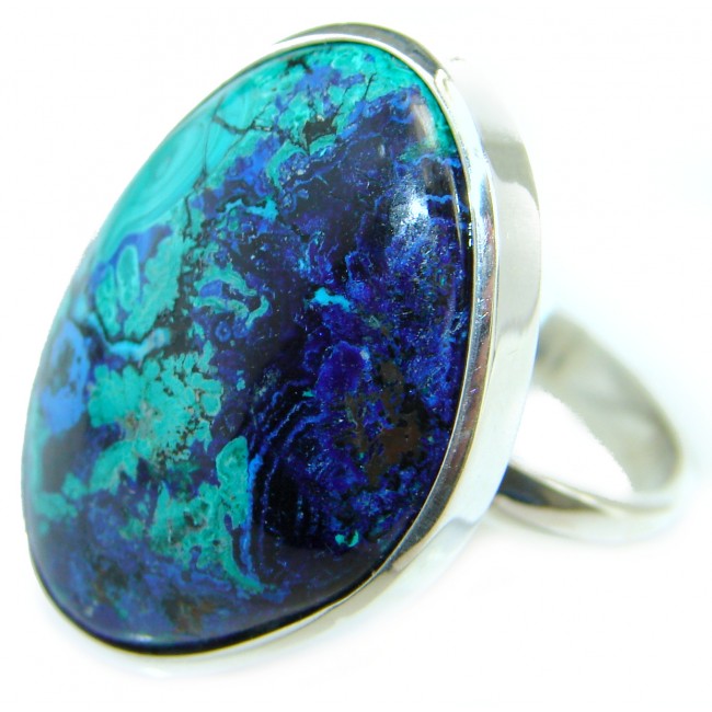 Great quality Blue Azurite .925 Sterling Silver handcrafted Ring size 8 adjustable