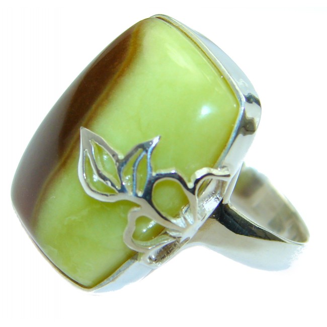 Natural Beauty Green Peruvian Opal .925 Sterling Silver ring s. 8 1/4