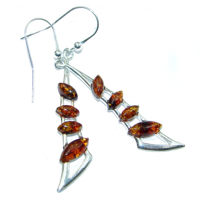 Genuine Baltic Amber .925 Sterling Silver handcrafted Earrings
