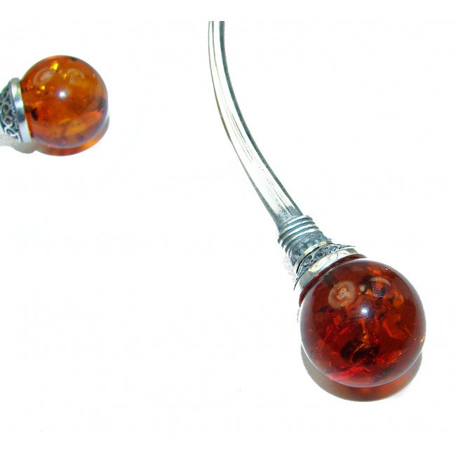 You and Me HUGE Natural Polish Amber .925 Sterling Silver handcrafted necklace
