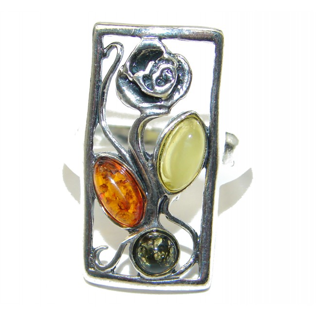 Baltic Amber .925 Sterling Silver ring; s. 6
