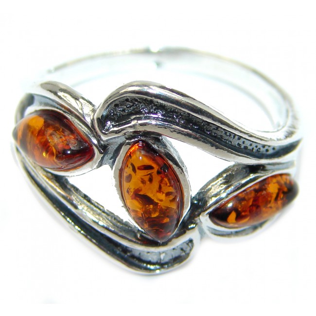 Baltic Amber .925 Sterling Silver ring; s. 8 3/4