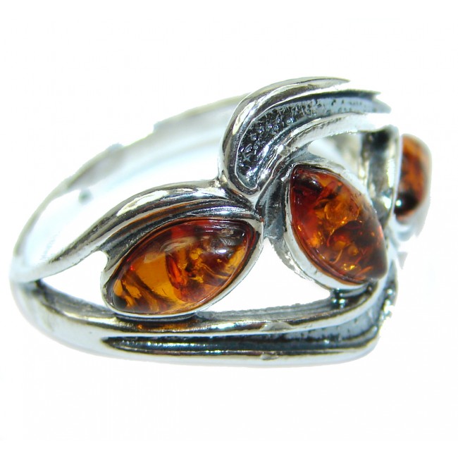 Baltic Amber .925 Sterling Silver ring; s. 8 3/4