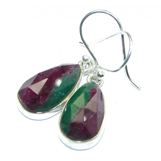 Amazing Ruby In Zoisite .925 Sterling Silver earrings