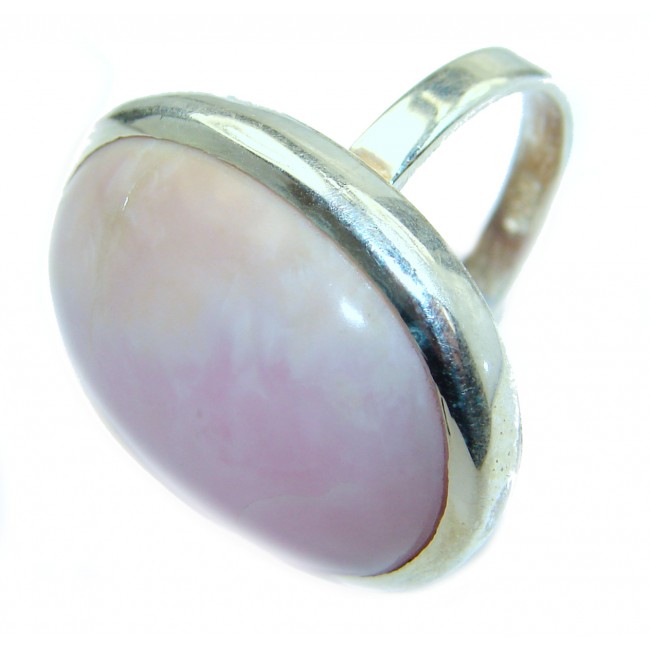 Pink Opal oxidized .925 Sterling Silver handcrafted ring size 7